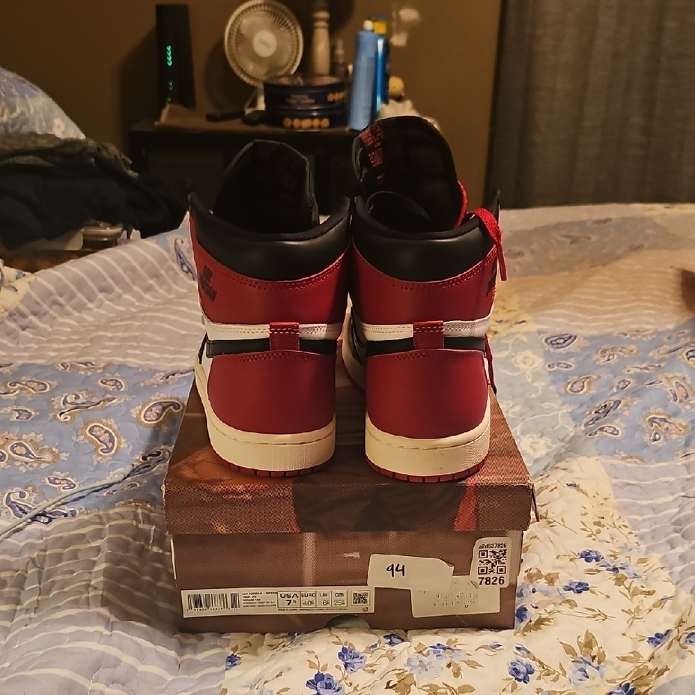 Nike Air Jordan 1 Retro High Black White Red,Comes With Both Red And Black Laces - Picture 4 of 8